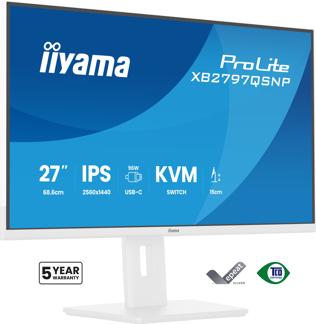 iiyama ProLite XB2797QSNP-W1 écran plat de PC 68,6 cm (27") 2560 x 1440 pixels Quad HD LCD Blanc