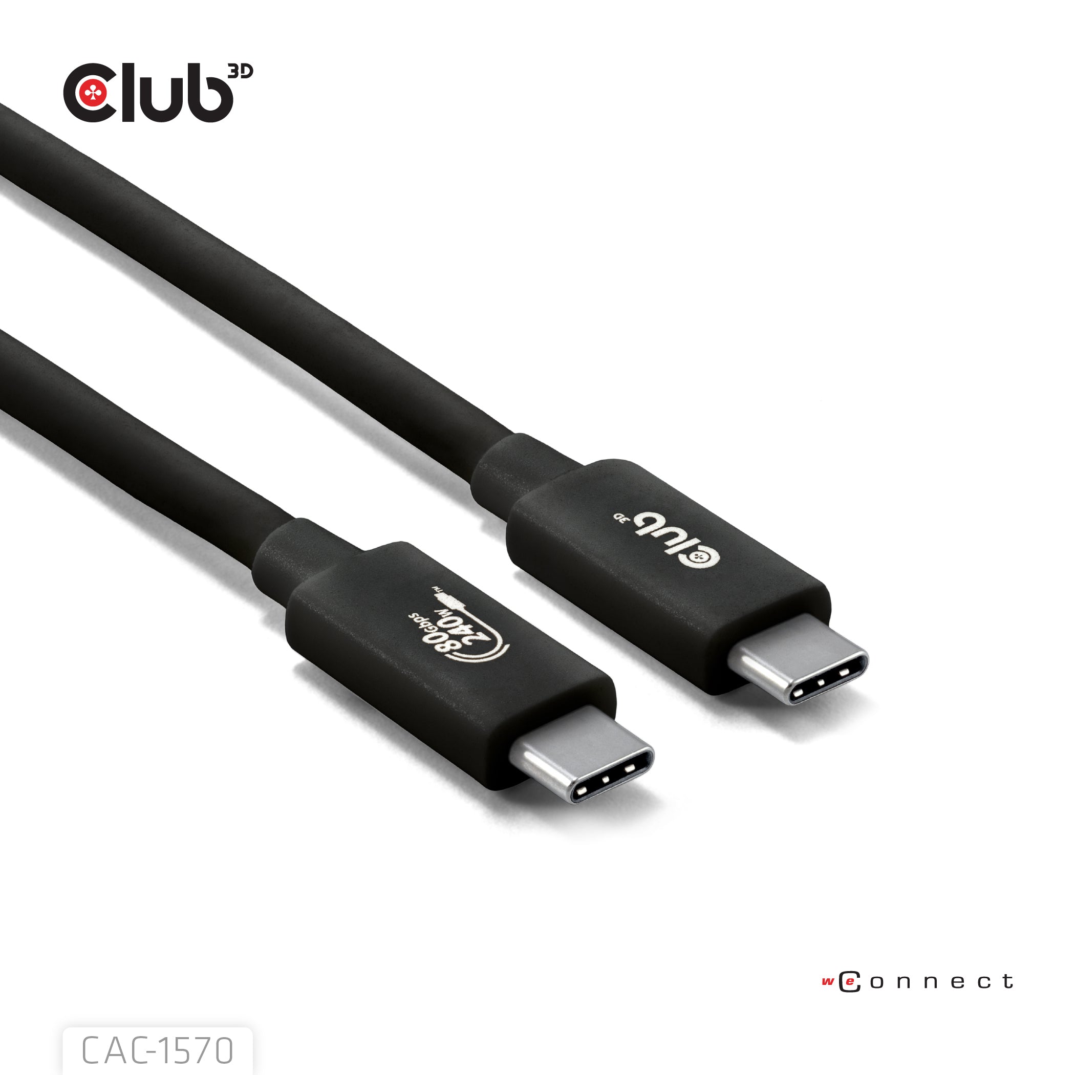 CLUB3D CAC-1570 câble USB USB4 Gen 2x2 1,2 m USB C 80 Gbit/s 240 W Noir