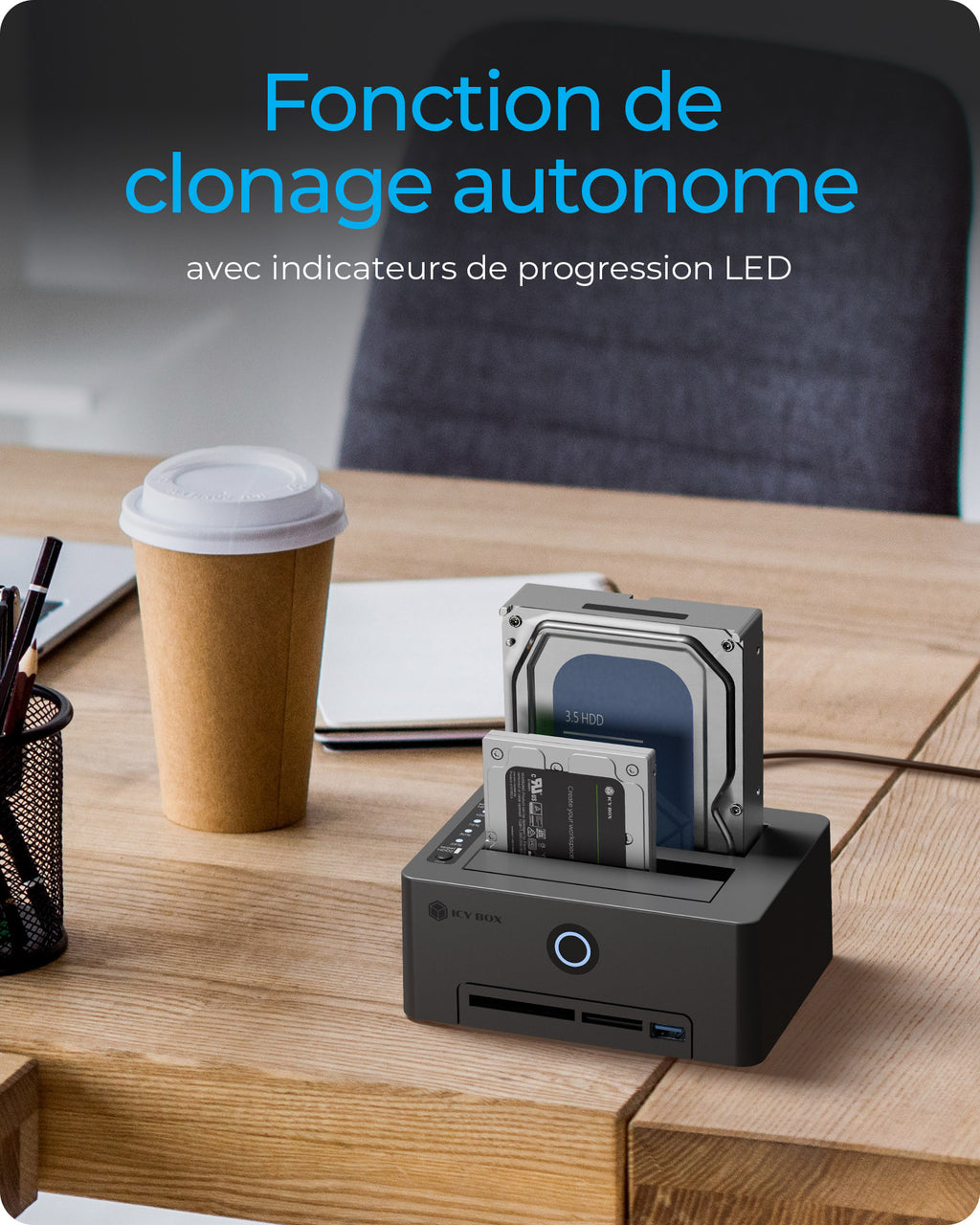 ICY BOX IB-1233CL-CR USB 3.2 Gen 1 (3.1 Gen 1) Type-A Noir