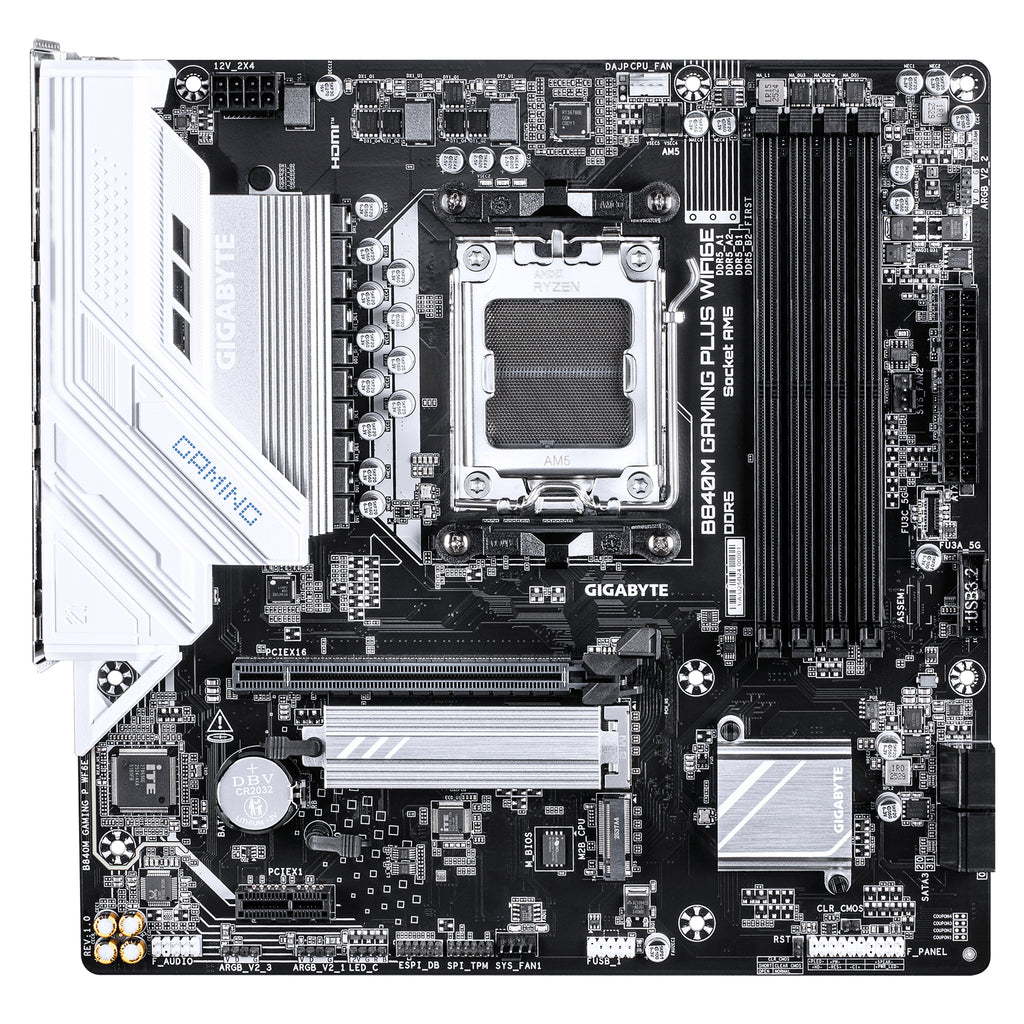 GIGABYTE B840M GAMING PLUS WIFI6E Carte Mère – Processeurs AMD Ryzen 9000, VRM 8+2+2 phases, jusqu’à 8200 MHz DDR5 (O.C.