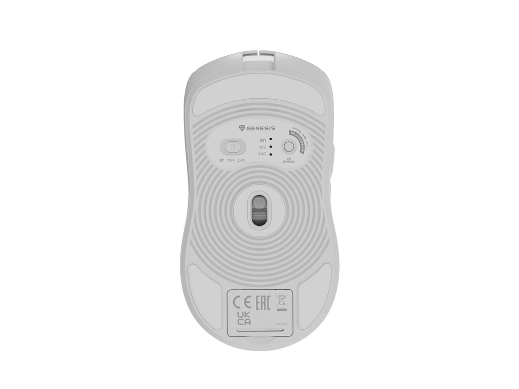 Souris Gaming Zircon 500 Droitier RF Wireless, Bluetooth et USB Type-C, Optique 10000 DPI, Blanche