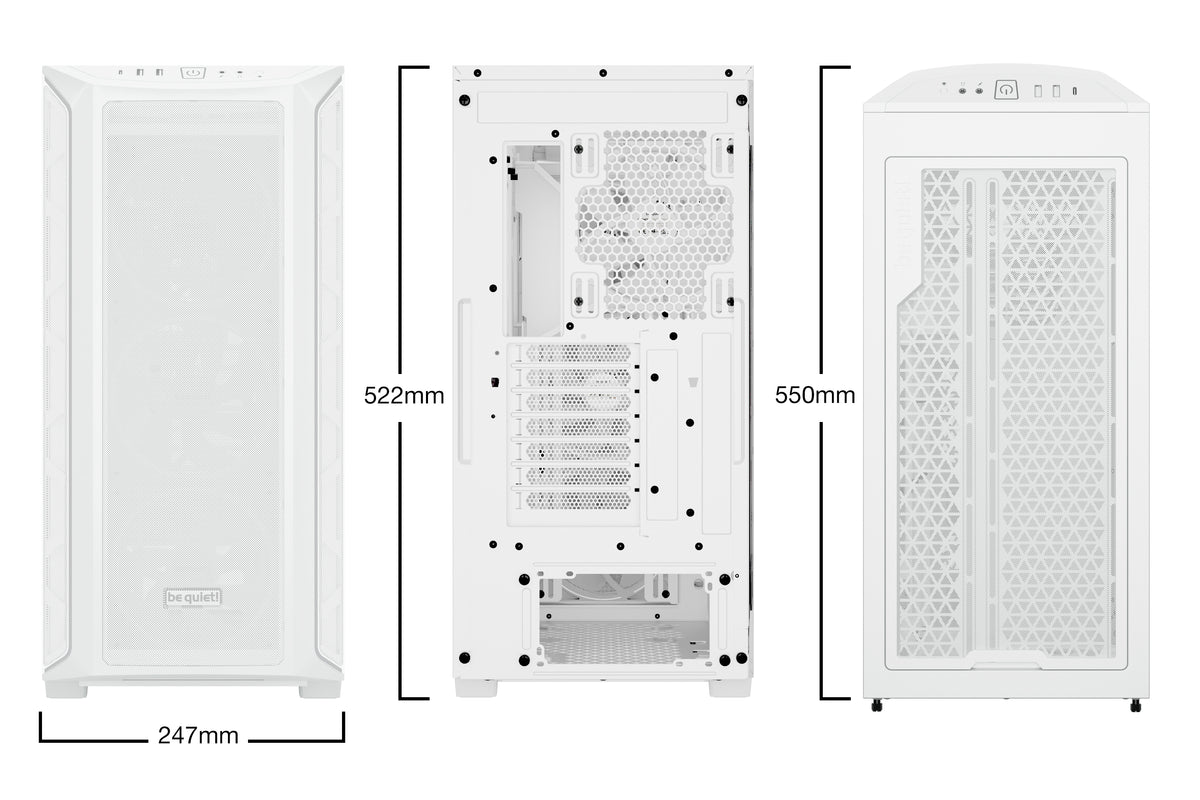 be quiet! Shadow Base 800 Blanc | Boîtier PC ARGB vitré, Mini ITX / Micro ATX / ATX / E-ATX, 4 ventilateurs Light Wings 