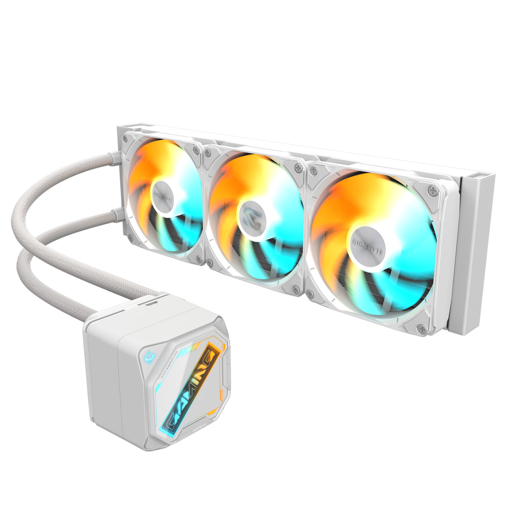 GIGABYTE GAMING 360 ICE Refroidisseur Liquide pour CPU - 3x120 mm Ventilateurs ARGB, Mécanisme d'emboîtement coulissant, DAISY-CHAIN, Compatible Intel LGA 1851 et AMD AM5