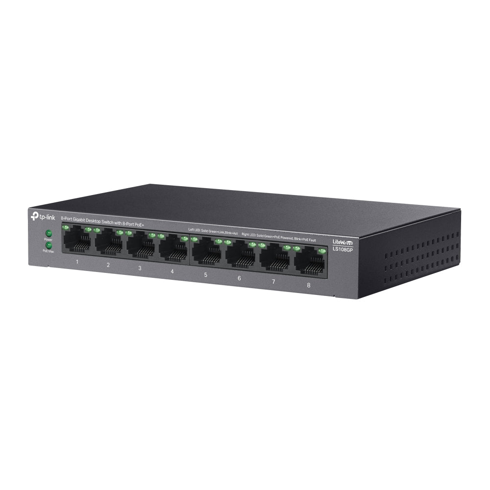 TP-Link LiteWave LS108GP Commutateur Réseau Non-géré Gigabit Ethernet PoE, 8 Ports, Noir
