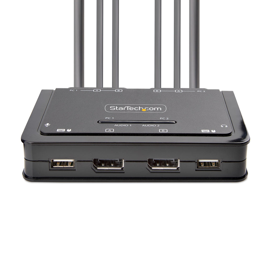 StarTech.com C2-DD46-UA2-CBL-KVM Commutateur KVM Double Écran DisplayPort 4K 60Hz, Clavier et Souris, Noir
