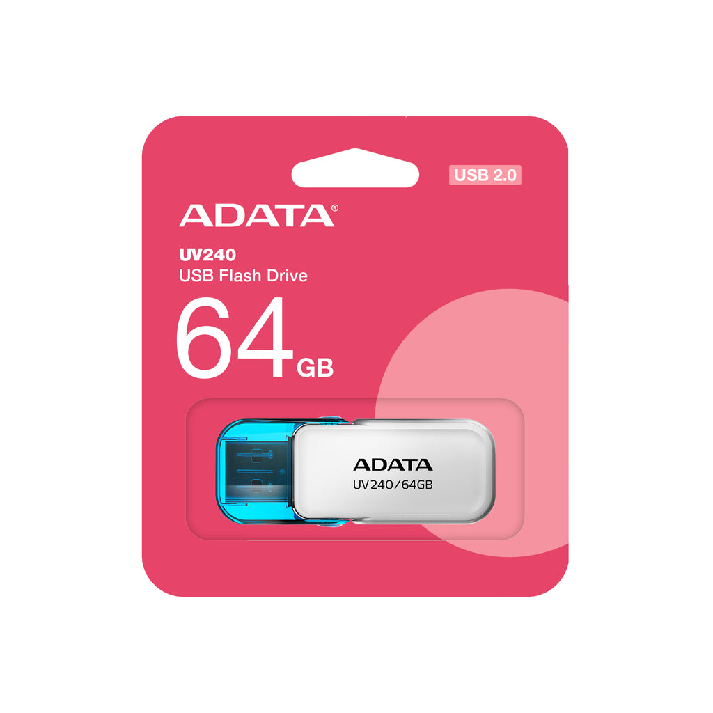 ADATA UV240 lecteur USB flash 64 Go USB Type-A 2.0 Bleu, Blanc
