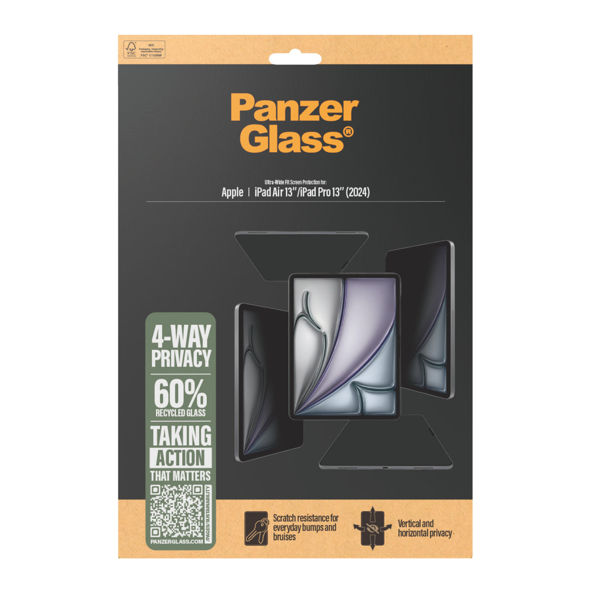 PanzerGlass ® 4-Way Privacy Screen Protector iPad Air 13" (2024-2026) | iPad Pro 13" (2024-2025) | Ultra-Wide Fit Protection d'écran transparent Apple 1 pièce(s) - vue 3