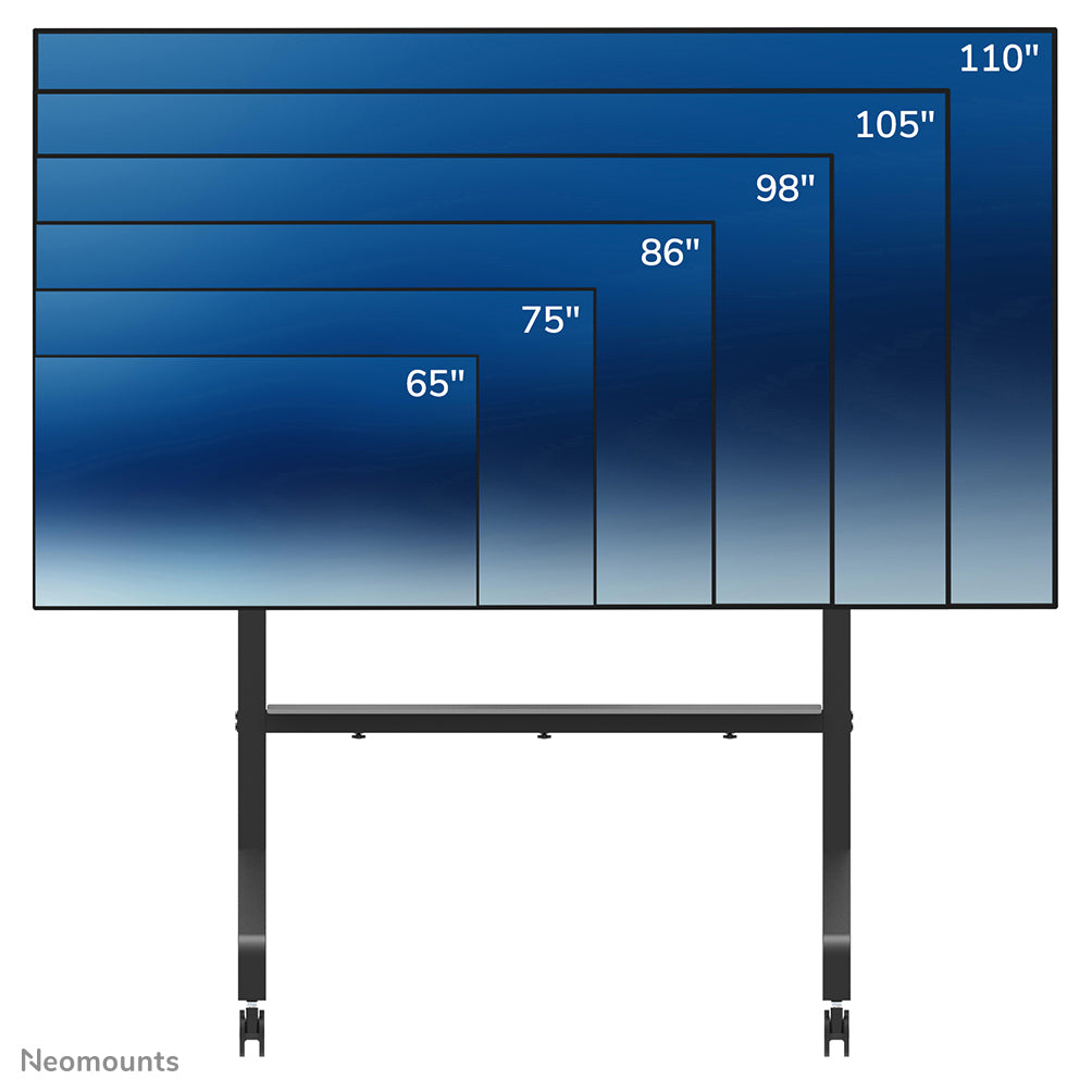 Neomounts FL50-575BL1 Support au sol mobile pour écran 65-115", Capacité 125 kg, Certifié TÜV