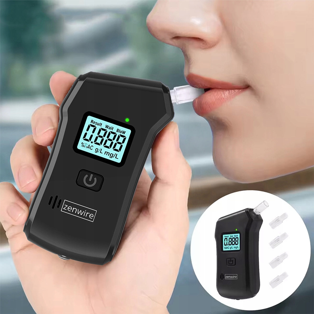 Alcootest numérique professionnel de police, alcootest domestique, lampe torche, 5 embouts, Zenwire MR806