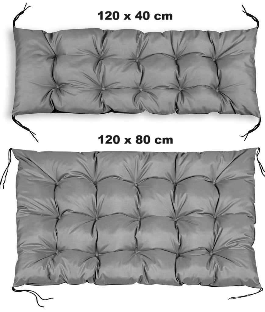 Zestaw Poduszka ogrodowa 120/80 cm + 120/40 cm na ławkę palety wodoodporna szara