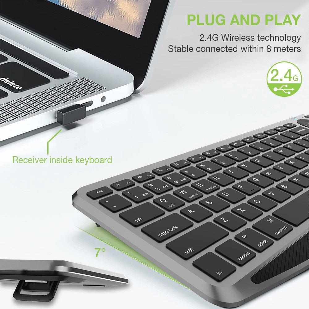 Techly ICTB9801TB clavier Universel RF sans fil + Bluetooth QWERTY Anglais américain Noir - vue 6