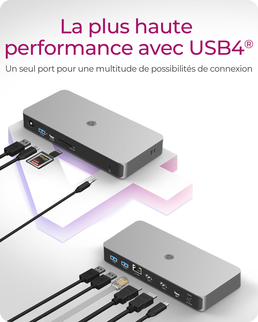 ICY BOX IB-DK2880-C41 Avec fil USB4 Anthracite, Noir - vue 2