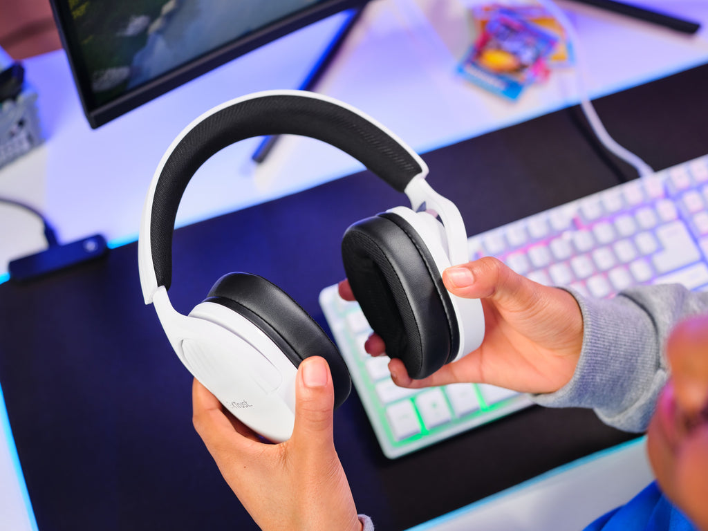 Trust GXT 489W FAYZO Casque Gaming Filaire avec Arceau, Noir et Blanc