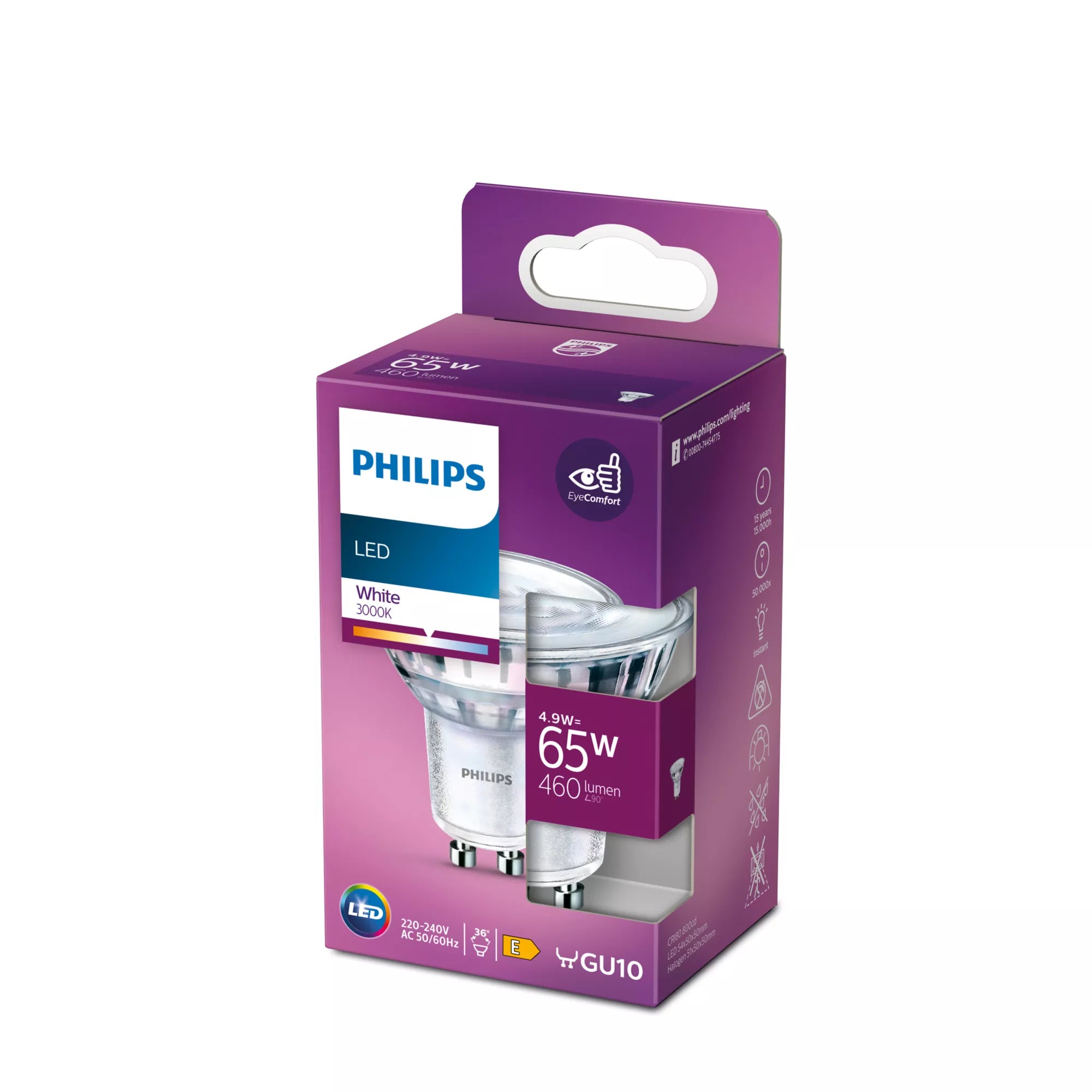 Philips 8719514308770 ampoule LED Blanc 3000 K 4,9 W GU10 E