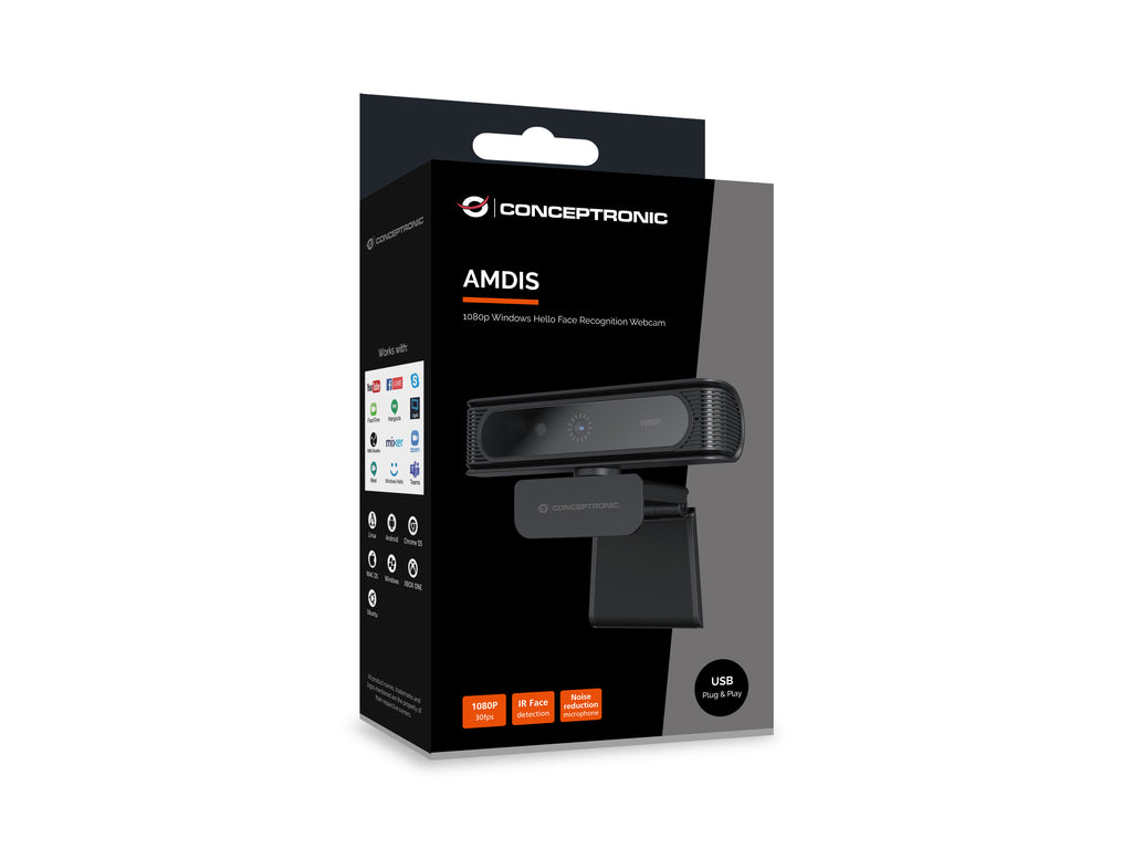 Conceptronic AMDIS09B webcam 2 MP 1920 x 1080 pixels USB 2.0 Noir