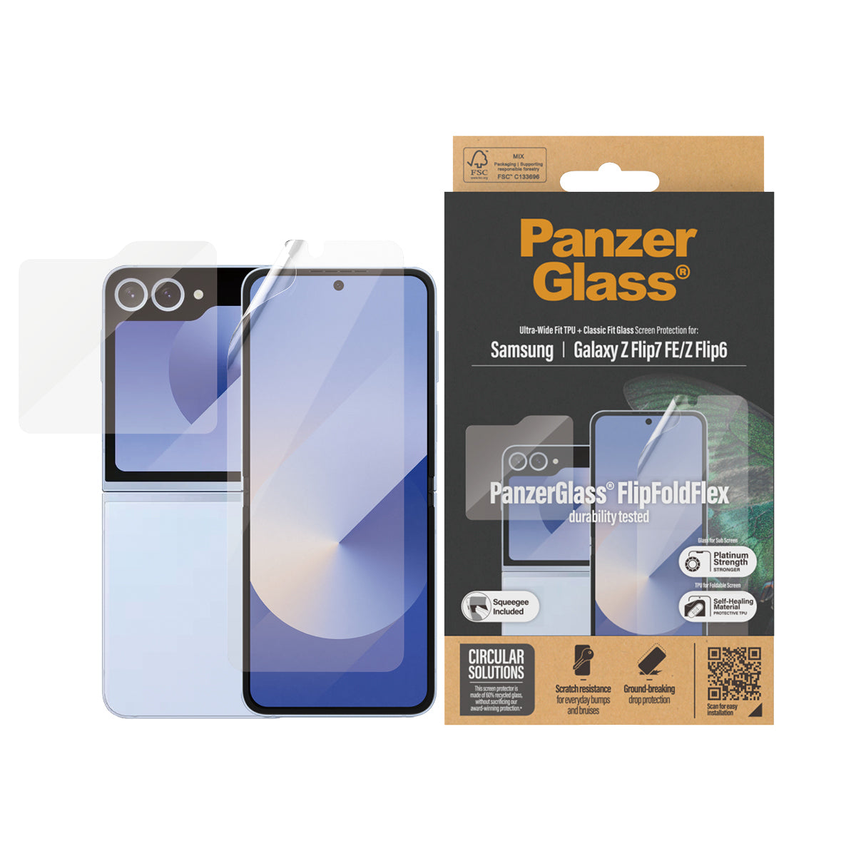PanzerGlass ® Screen Protector Samsung Galaxy Z Flip7 FE | Flip6 | Glass & Film Protection d'écran transparent 1 pièce(s)