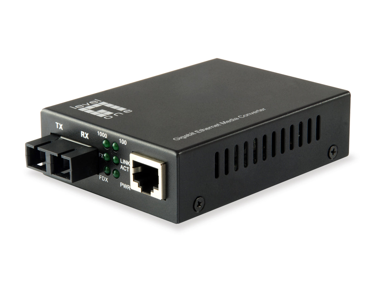 LevelOne GVT-2002 Convertisseur de Média 1000 Mbit/s 1310 nm Monomode Noir