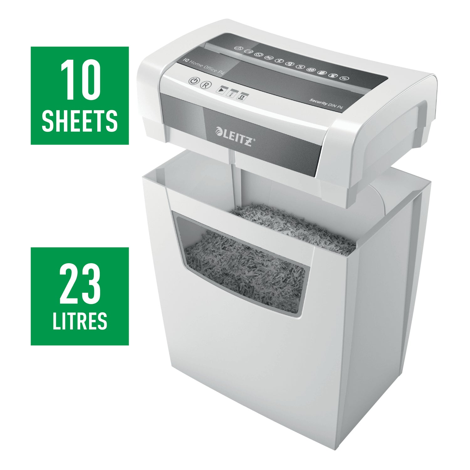 Leitz IQ Home Office P-4 destructeur de papier Découpage en particules 58 dB 22 cm Blanc