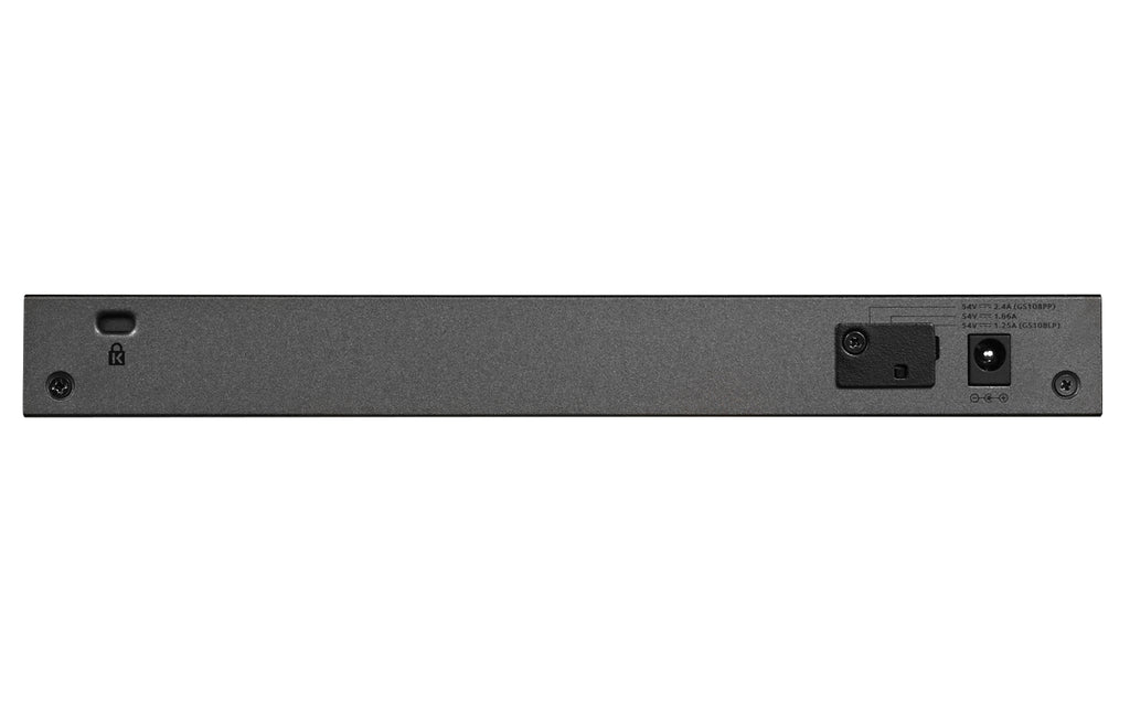 NETGEAR GS108LP Non-géré Gigabit Ethernet (10/100/1000) Connexion Ethernet, supportant l'alimentation via ce port (PoE) 1U Noir, Gris