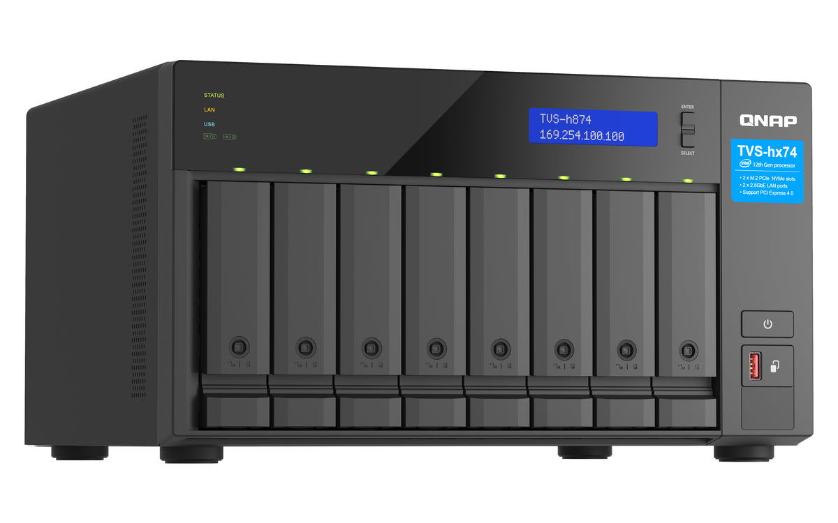 QNAP TVS-h874 NAS Tower Intel® Core™ i7 32 Go DDR4 0 To QuTS hero Noir