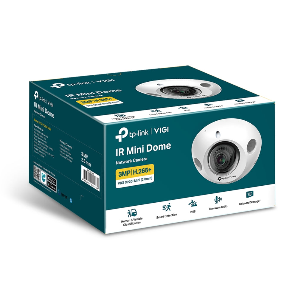 TP-Link VIGI C230I MINI Caméra de Sécurité IP Dôme 2.8mm, 2304 x 1296 pixels, Intérieur et Extérieur