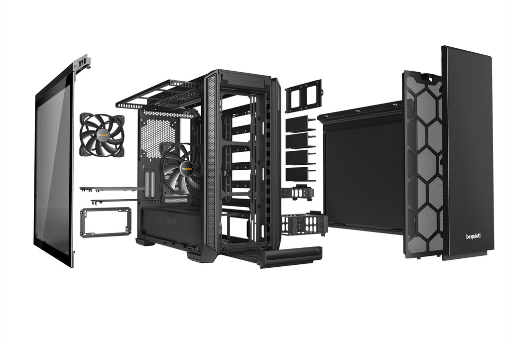 be quiet! Silent Base 601 Noir | Boîtier PC ARGB vitré, Mini ITX / Micro ATX / ATX / E-ATX, 2 ventilateurs Pure Wings 140 mm
