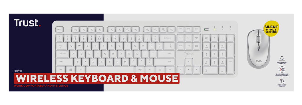 Trust Ody II clavier Souris incluse maison/bureau RF sans fil QWERTY Anglais américain Blanc