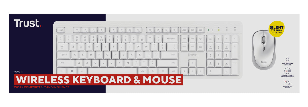 Trust Ody II clavier Souris incluse maison/bureau RF sans fil QWERTY Anglais américain Blanc