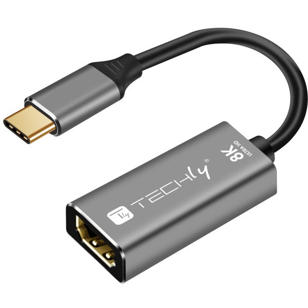Adaptateur Graphique USB-C vers HDMI 8K 7680 x 4320 pixels, Noir et Argent, IADAP-USBC-HDMI8