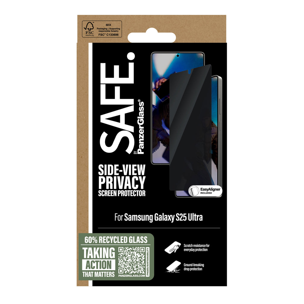 PanzerGlass SAFE. by ® 2-Way Privacy Screen Protector Samsung Galaxy S25 Ultra | Ultra-Wide Fit w. EasyAligner Protection d'écran transparent 1 pièce(s)