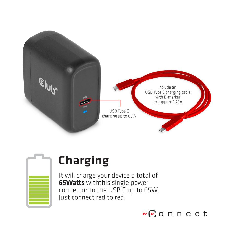 CLUB3D CSV-1564W65 Station d'accueil USB 3.2 Gen 1 Type-C, 4K Ultra HD, Noir