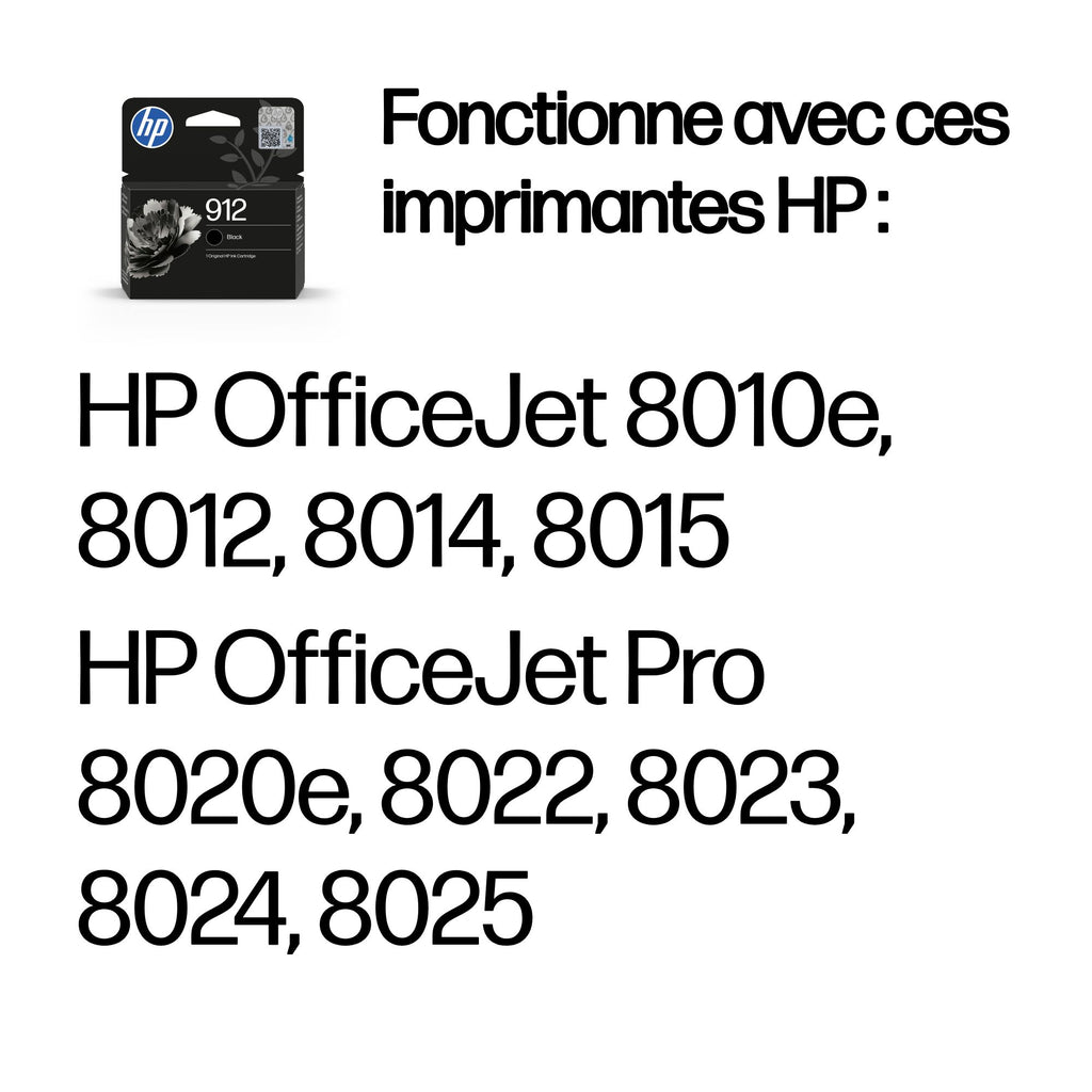 HP 912 Cartouche d'encre Noire Authentique