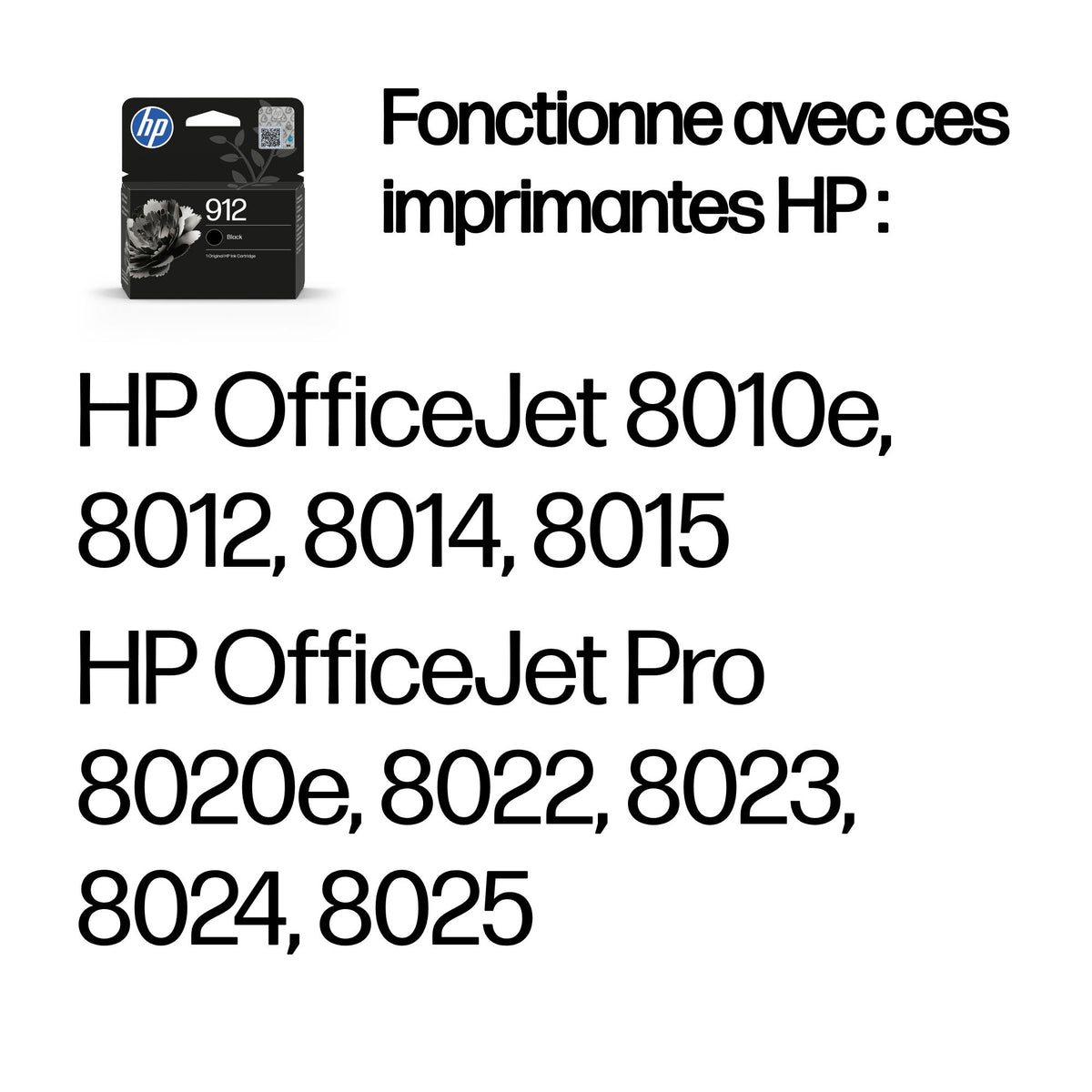 HP 912 Cartouche d'encre Noire Authentique