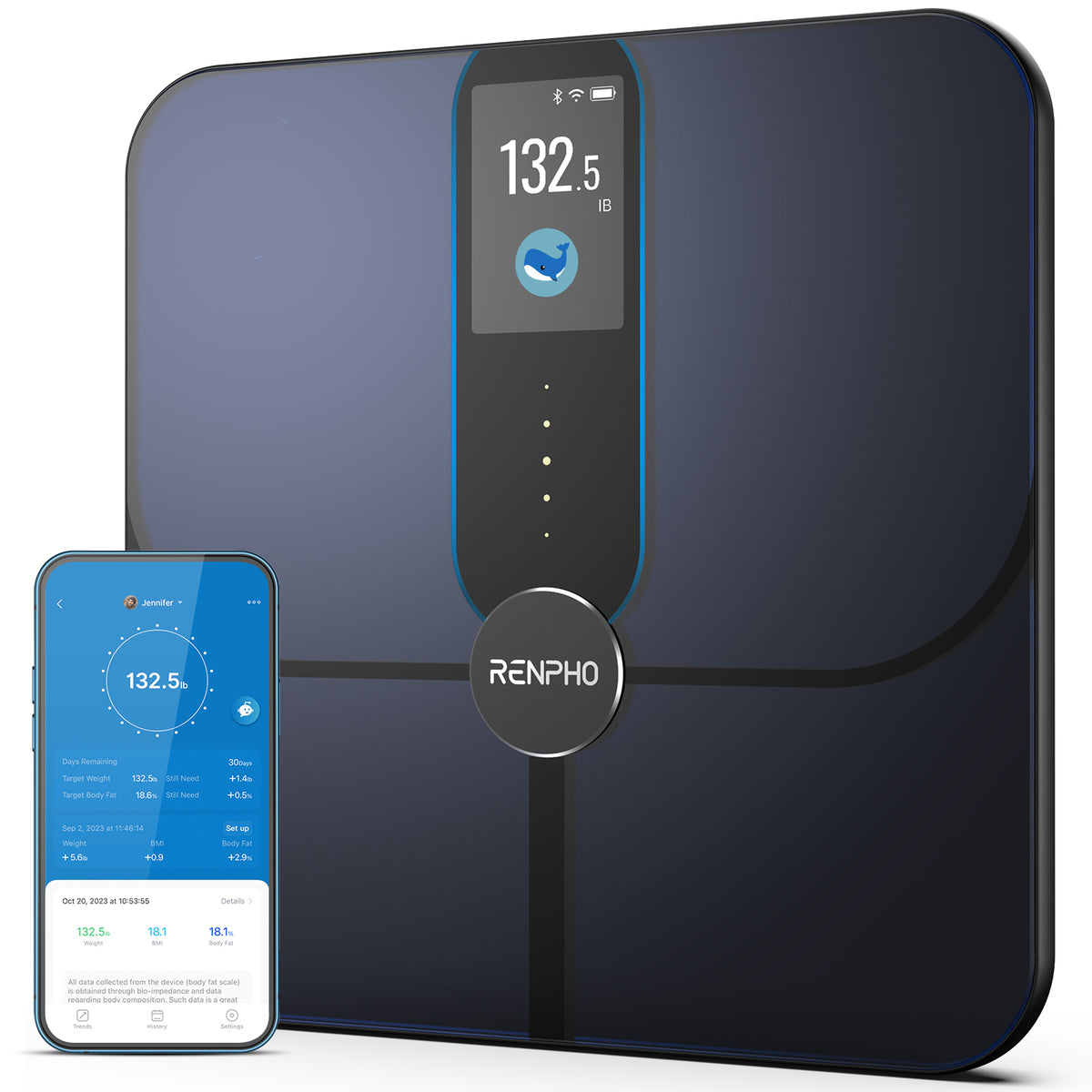 Renpho Elis Nova Rectangle Bleu foncé Pèse-personne électronique