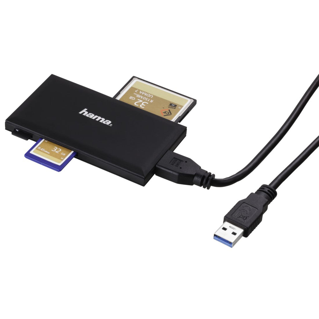 Hama 00181018 Lecteur de Carte Mémoire USB 3.2 Gen 1 (3.1 Gen 1) Type-A, Noir
