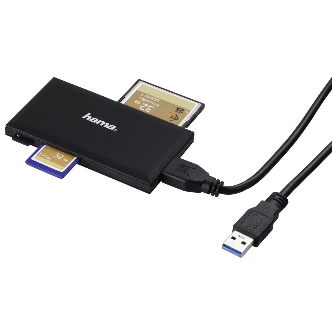 Hama 00181018 Lecteur de Carte Mémoire USB 3.2 Gen 1 (3.1 Gen 1) Type-A, Noir