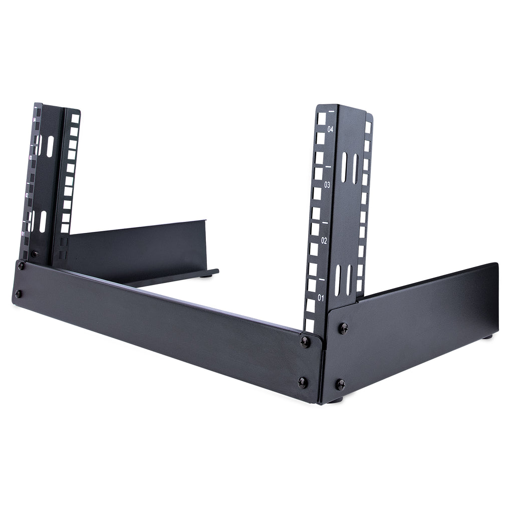 StarTech.com Rack 4U 19" à Cadre Ouvert - Rack Réseau Autoportant à 2 Montants pour Panneaux de Brassage/Données/Matériel Audiovisuel/IT/Communication/Studio/Bureau, Capacité de 42kg, avec Écrous et Vis de Cage