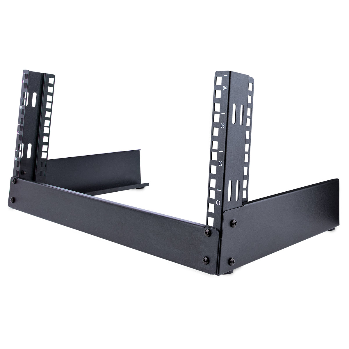 StarTech.com Rack 4U 19" à Cadre Ouvert - Rack Réseau Autoportant à 2 Montants pour Panneaux de Brassage/Données/Matériel Audiovisuel/IT/Communication/Studio/Bureau, Capacité de 42kg, avec Écrous et Vis de Cage
