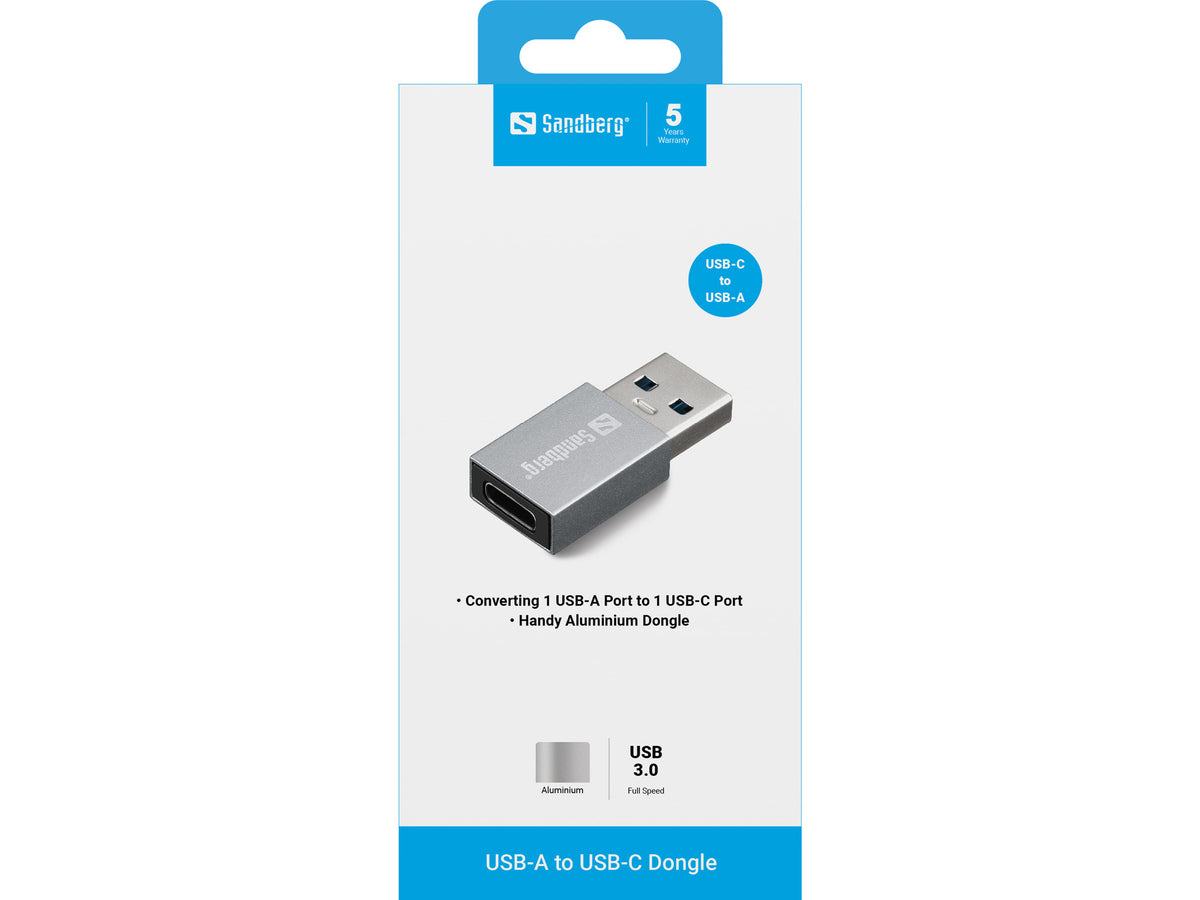 Sandberg 136-46 changeur de genre de câble USB-A USB-C Aluminium