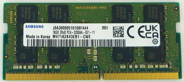 Samsung Samsung M471A2K43EB1-CWE 16GB DDR4 3200MHz PC4-25600 SODIMM module de mémoire 16 Go 1 x 16 Go 3200 MT/s 260-pin SO-DIMM
