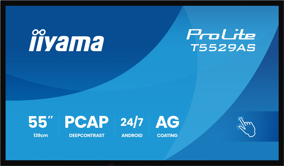 iiyama T5529AS-B1AG Écran d'affichage dynamique En forme de kiosk 138,7 cm (54.6") LED Wifi 450 cd/m² 4K Ultra HD Noir Écran tactile Intégré dans le processeur Android 24/7 - vue 2