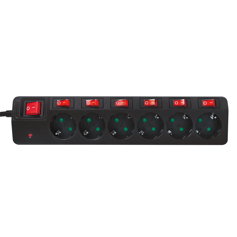 LogiLink LPS233 multiprise 1,5 m 6 sortie(s) CA Intérieure Noir