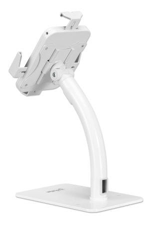 Manhattan Support antivol de bureau pour tablette/iPad, universel, rotation 360°, inclinaison +20° à -110°, verrouillable, blanc, tablettes 7,9"–11"