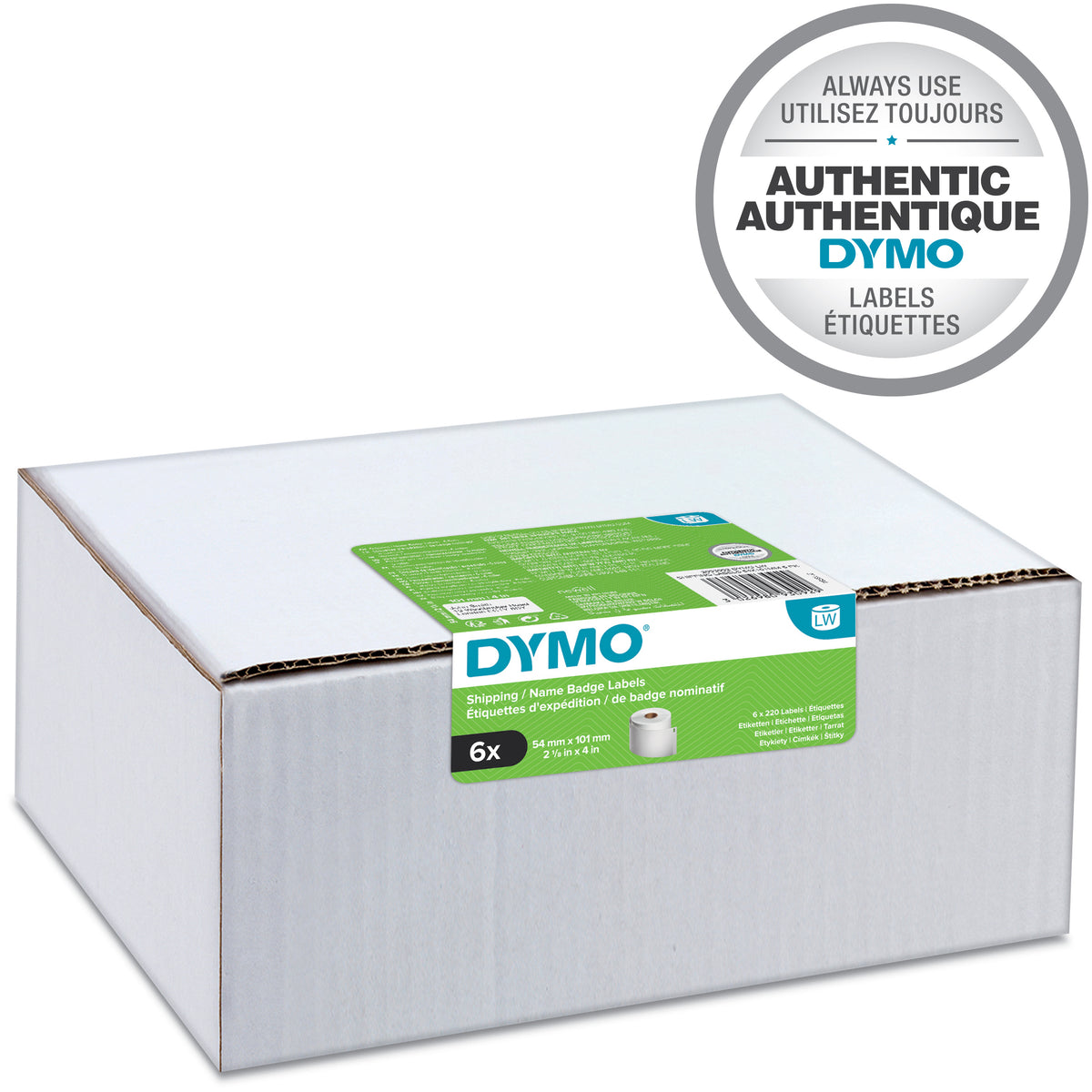 DYMO LW Étiquettes Autocollantes pour Expéditions et Badges, 54 mm x 101 mm, 24 Rouleaux de 220 Étiquettes