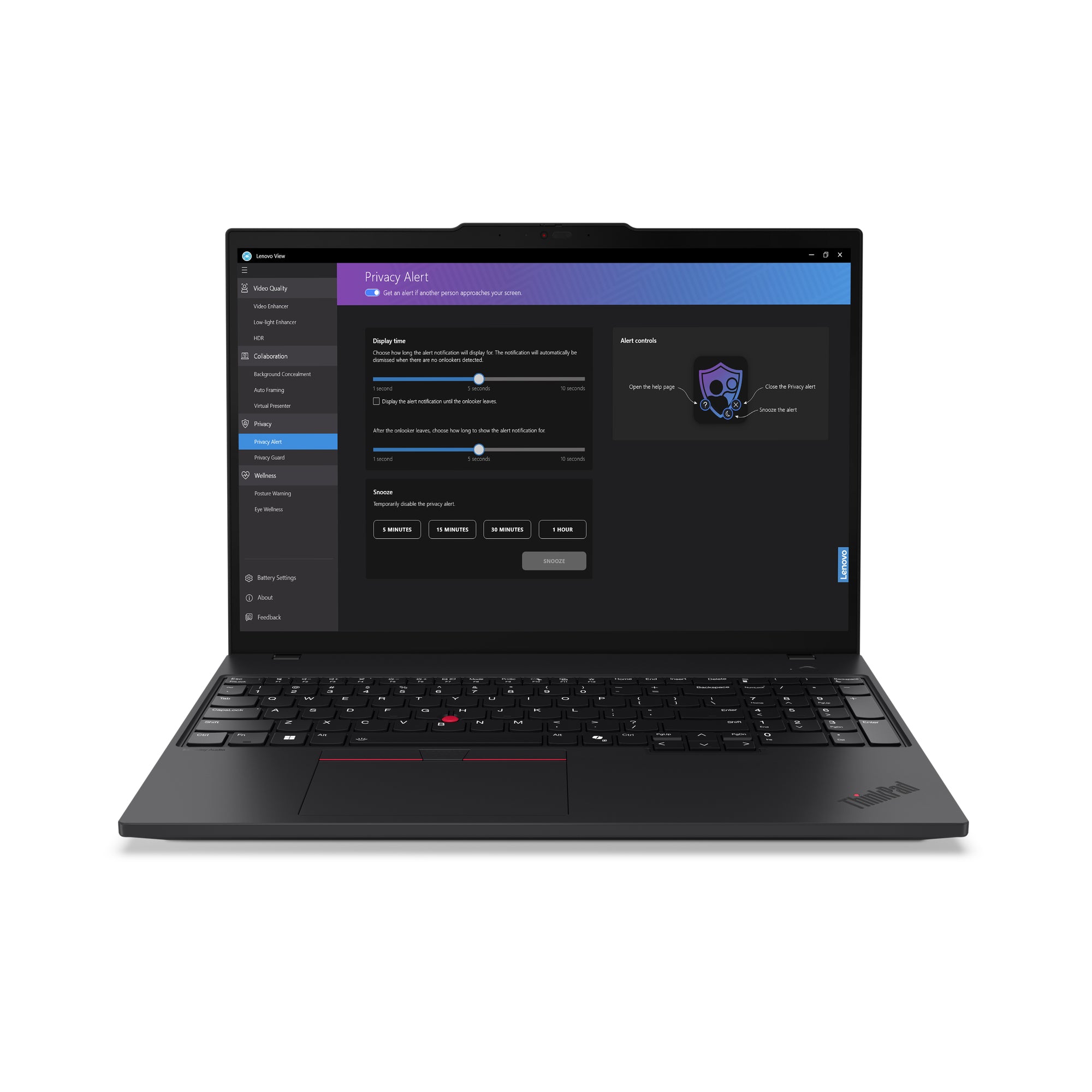 Lenovo ThinkPad T16 Gen 3 Intel Core Ultra 7 155U Ordinateur portable 40,6 cm (16") WUXGA 32 Go DDR5-SDRAM 512 Go SSD Wi-Fi 6E (802.11ax) Windows 11 Pro Nordique Noir