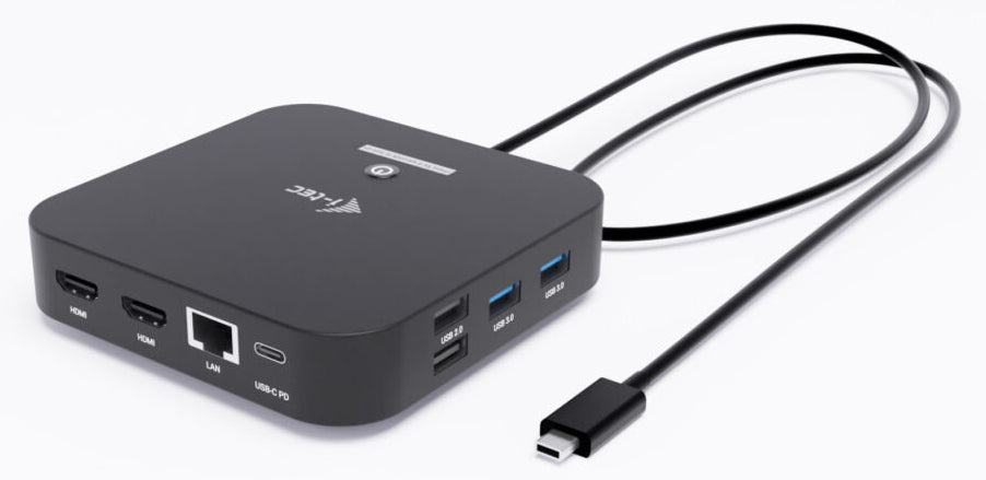i-tec USB-C Dual HDMI Docking Station with Power Delivery 100 W + Universal Charger 100W Avec fil USB 3.2 Gen 2 (3.1 Gen 2) Type-C Noir