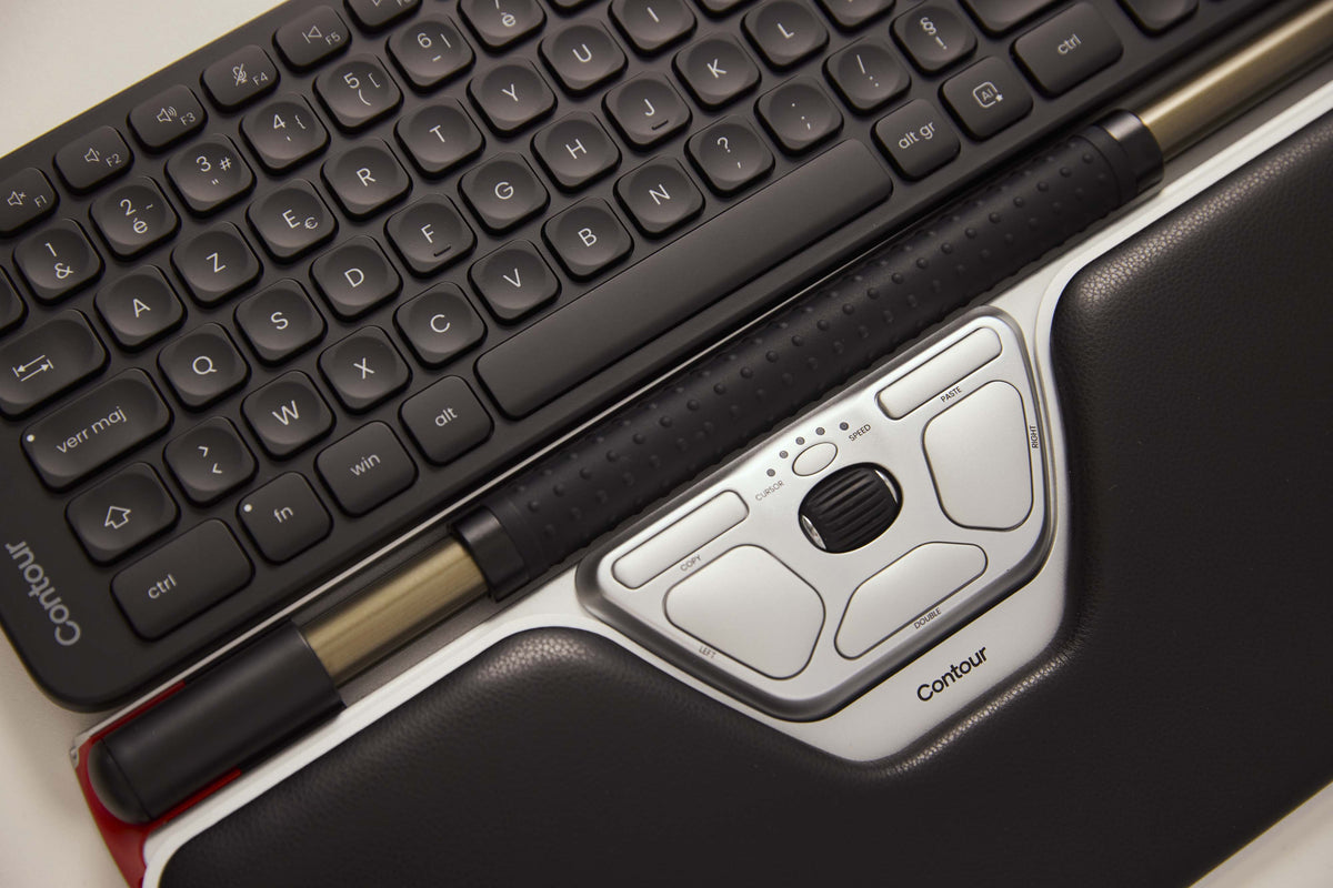 Contour Design RollerMouse Red Plus & Balance, Clavier et Souris Ergonomiques, USB, QWERTY Nordique, Noir