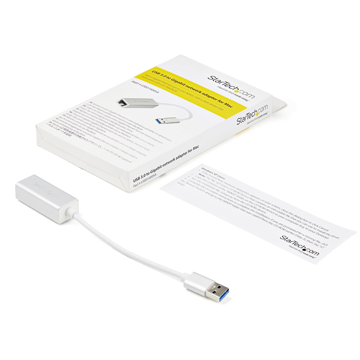 StarTech.com Adaptateur Réseau USB 3.0 vers Gigabit - Argent - Design Élégant en Aluminium pour MacBook, Chromebook ou T