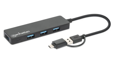 Manhattan Hub Combo USB-C & USB-A, 4 ports USB-A, 5 Gbit/s, Alimenté par USB