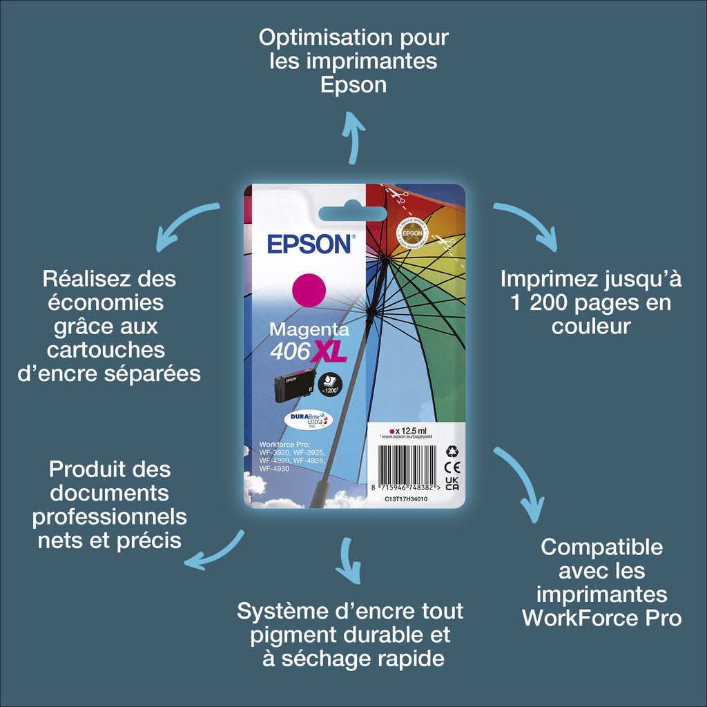 Epson Cartouche d’encre magenta DURABrite Ultra 406XL Parapluie